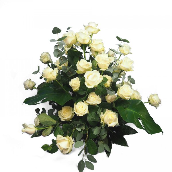 Trauergesteck mit weißen Rosen Bild 1