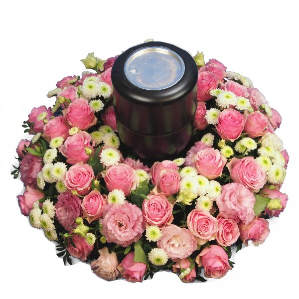Urnenkranz, Kombination aus rosa Blumen Bild 1
