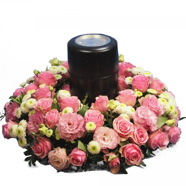Urnenkranz, Kombination aus rosa Blumen Bild 2