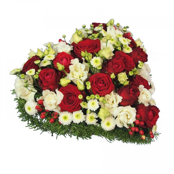 Herzform mit Blumen, rot-weiß Bild 2