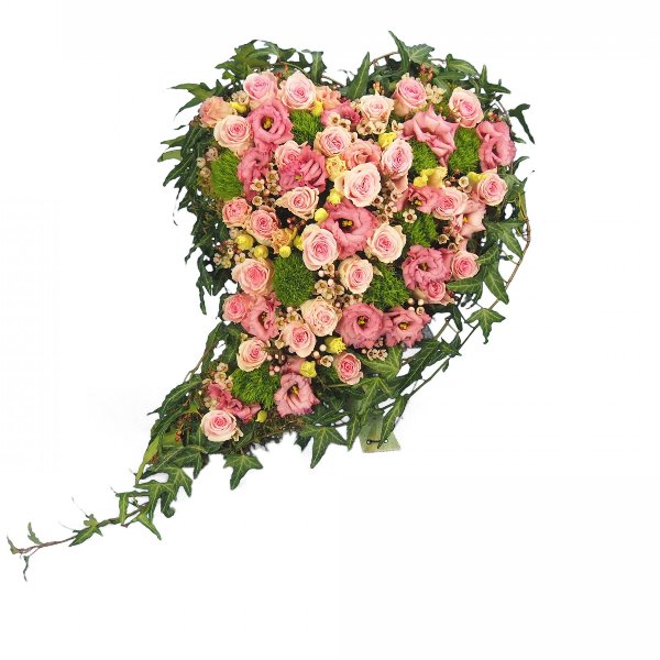 Herzform mit Blumen, rosa Blumenkombination (Aufsteller) Bild 1